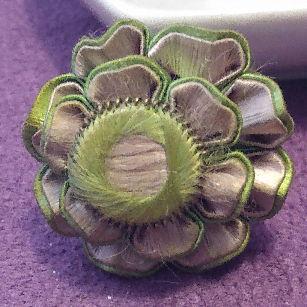 Green  Tan Fun Fashion Flower Ring